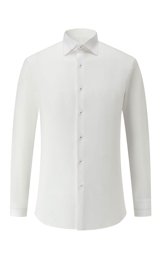 WIAI Men's Pearl White Custom Tailored Dress Shirt