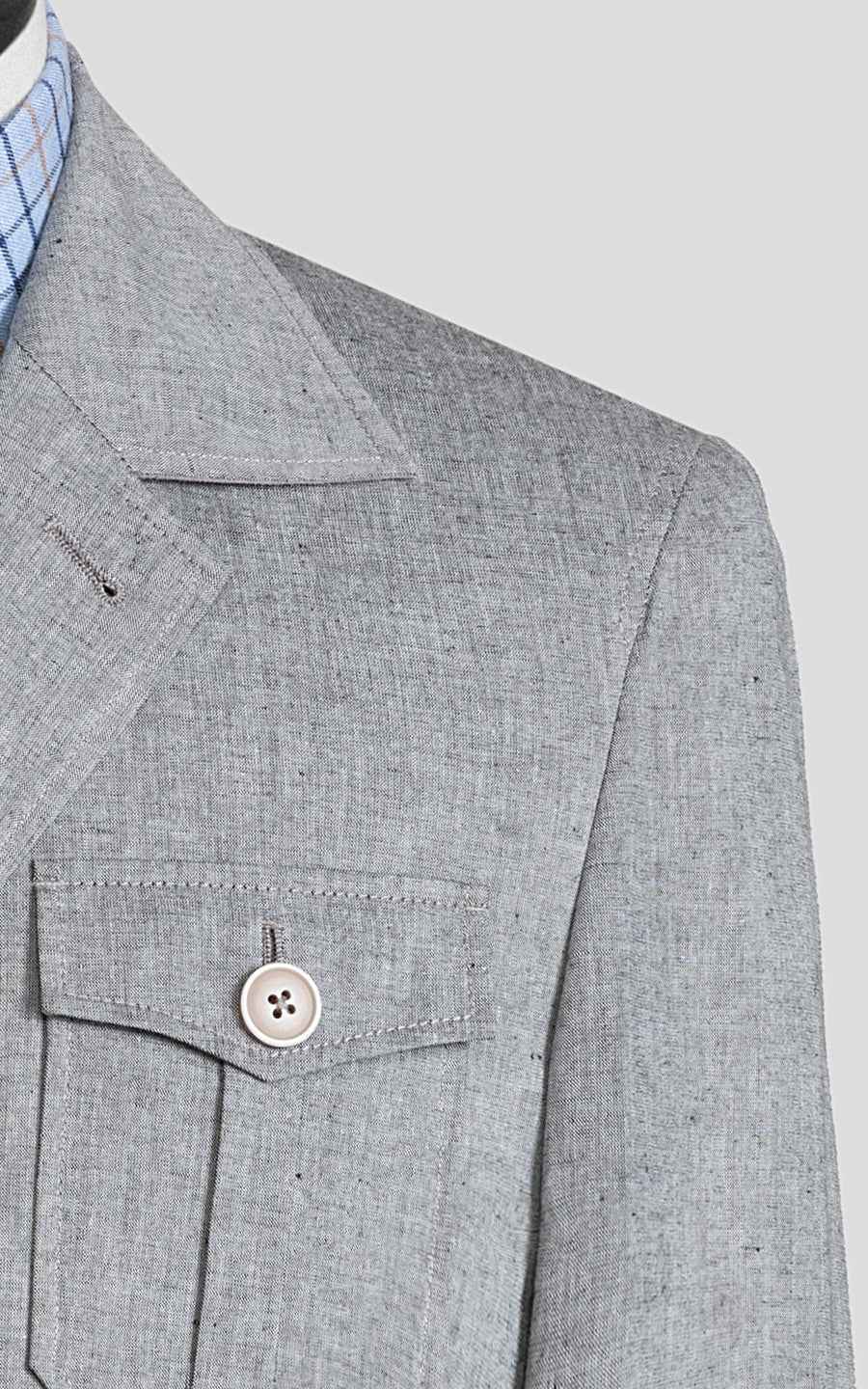 Men's Gray Four-Pocket Custom Trench Coat Hunting Casual Coat