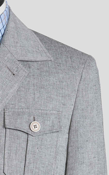 Men's Gray Four-Pocket Custom Trench Coat Hunting Casual Coat