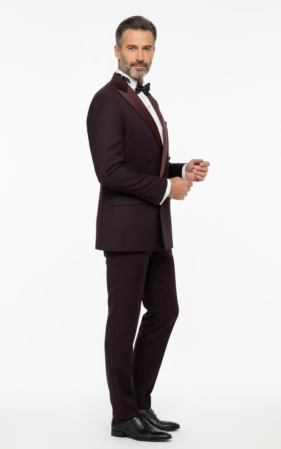 Custom Purple Jacquard Tuxedo Men Formal Wedding Suit Set