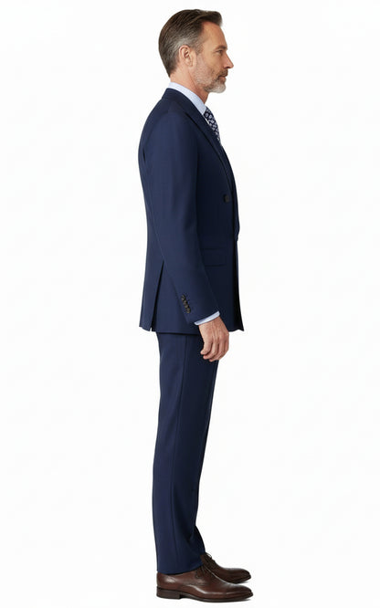 Custom Navy Plaid Suit Set Men Formal Business Tailored