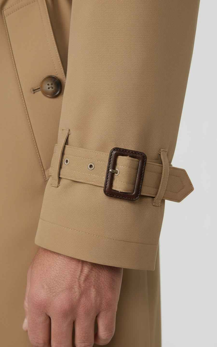 Men's slim-fit khaki trench classic casual trench coat