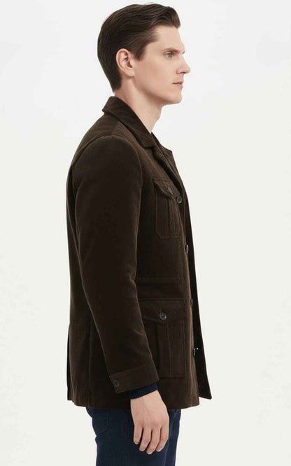 Brown Corduroy Coat - Men's Classic Jacket Style