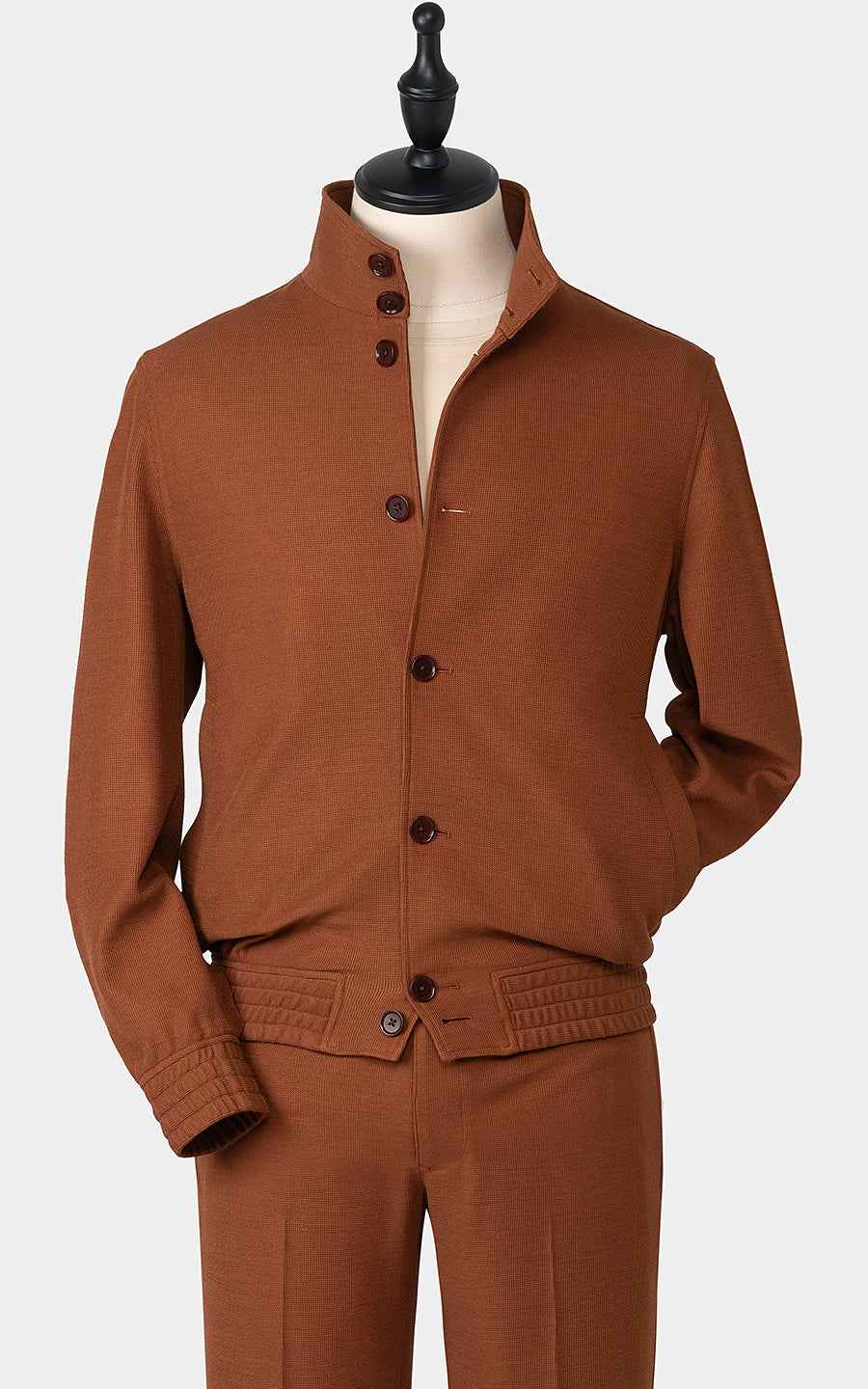 Men's Custom Reddish Brown Stand Collar Casual Jacket