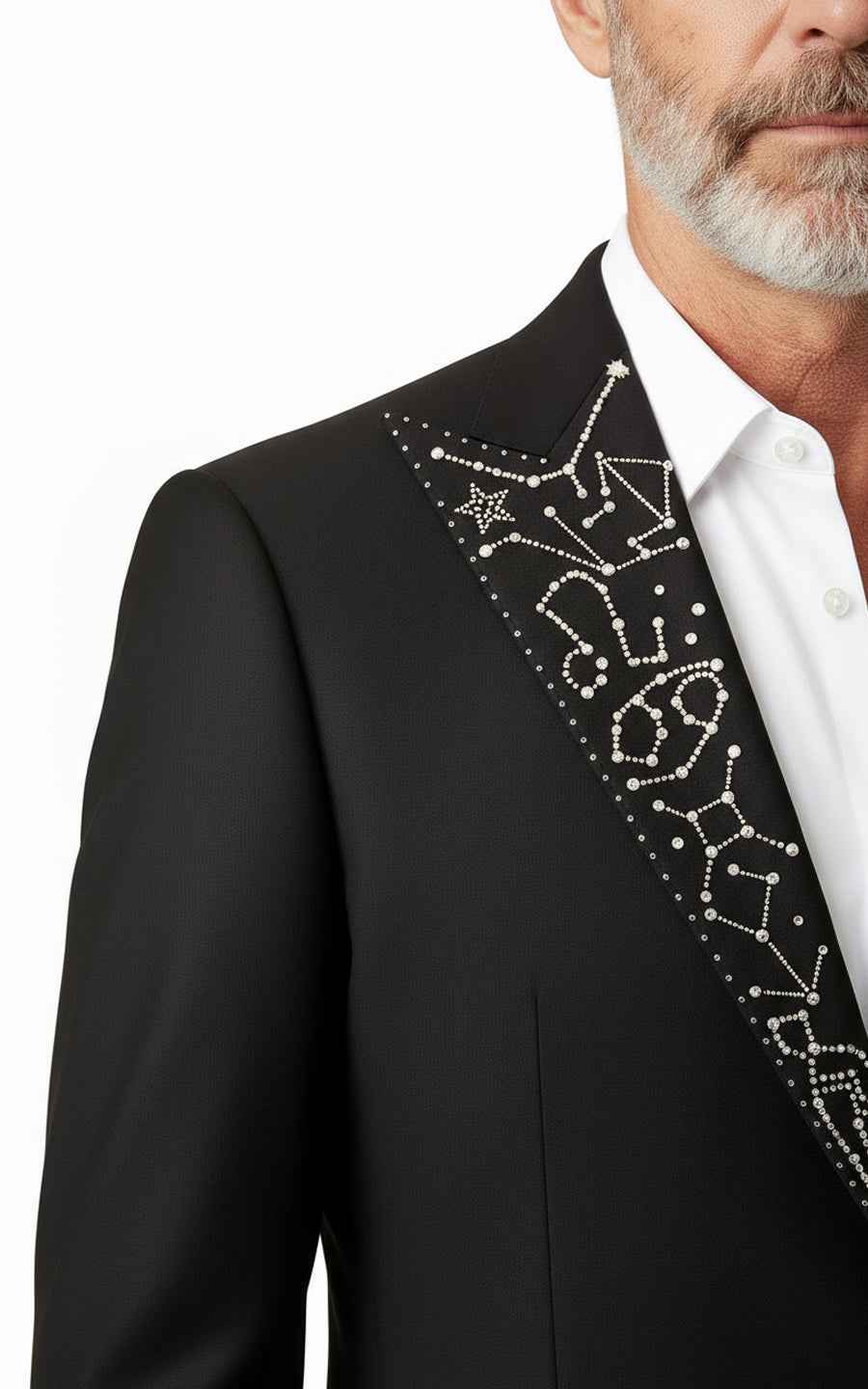 Black Crystal Lapel Blazer Men Formal Evening Wear