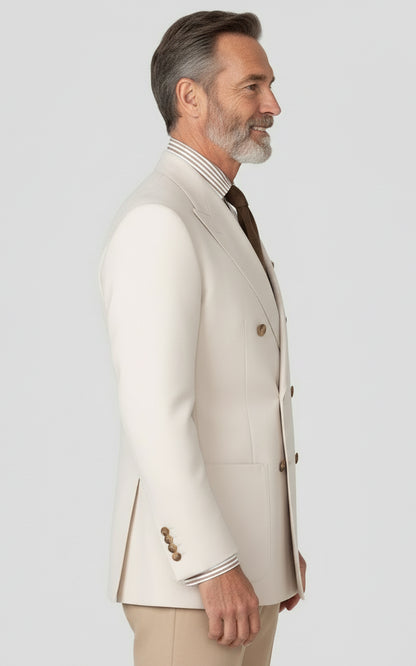 Custom Mens Blazer OffWhite Plaid Wool Business Casual Suit