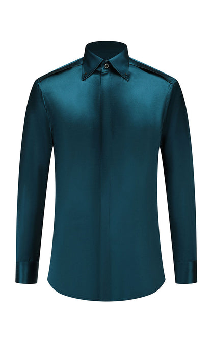 Men's Lake Blue Wrinkle-Free Dress Shirt - Professional Fit