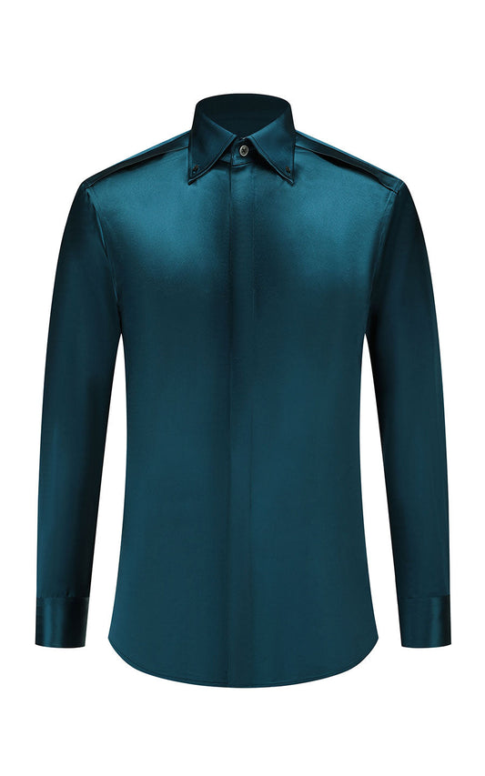 Men's Lake Blue Wrinkle-Free Dress Shirt - Professional Fit