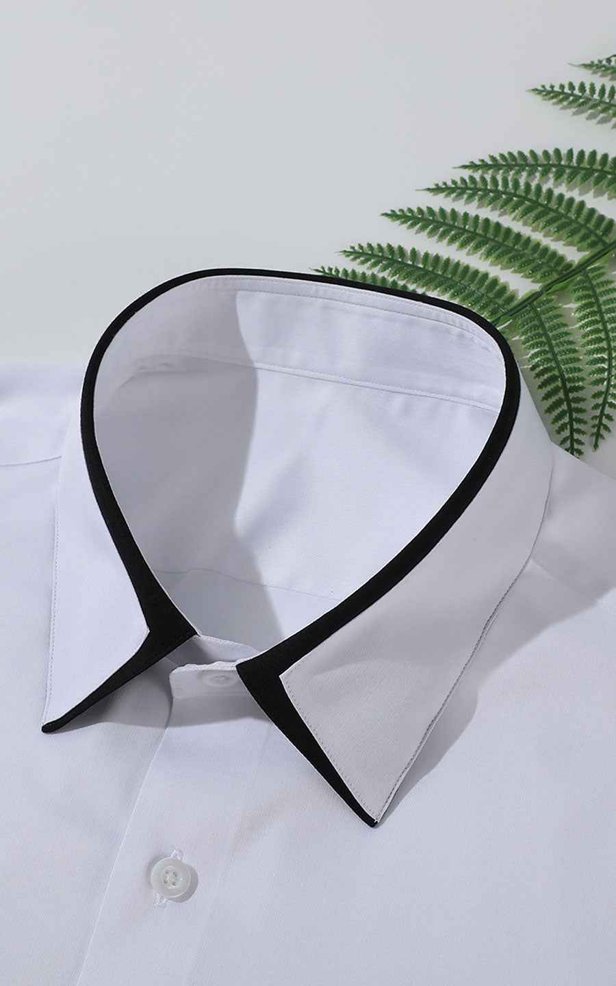 WIAI Custom Black Edge White Dress Shirt - Men's