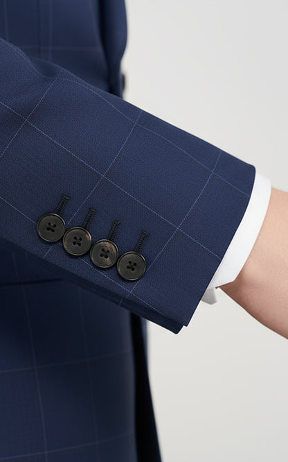 Tailored Navy Suit Set Men Double Breasted Business Formal