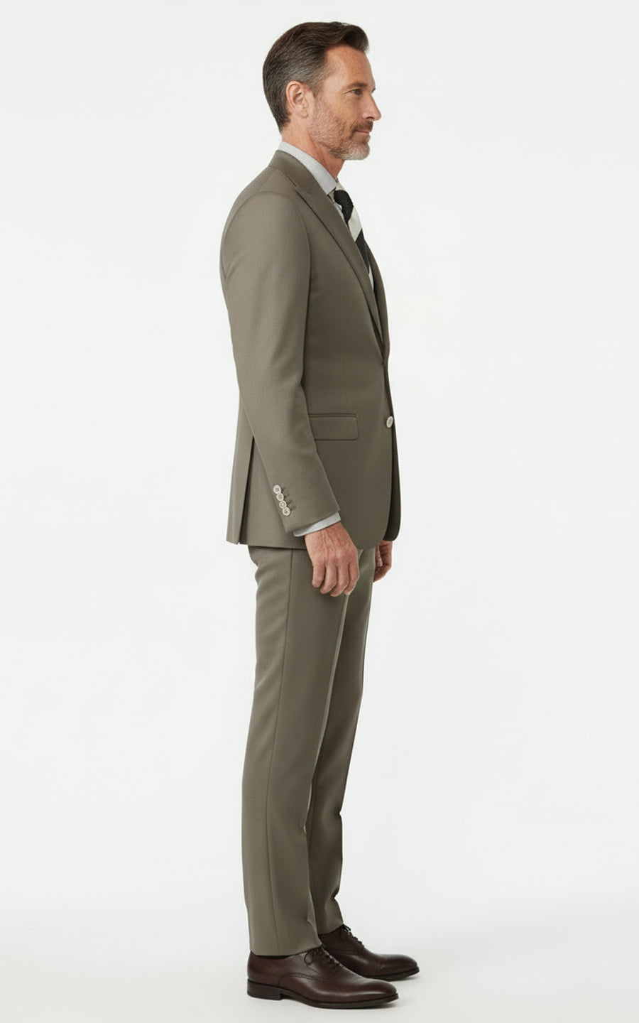 Custom Tailored Online Suit Set Dark Gray Brown Twill Business Formal