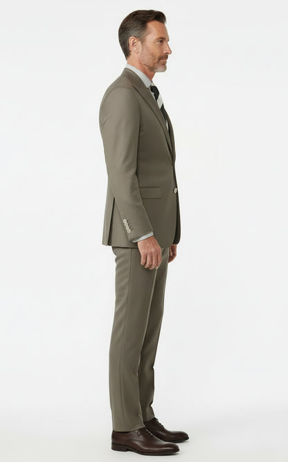 Custom Tailored Online Suit Set Dark Gray Brown Twill Business Formal