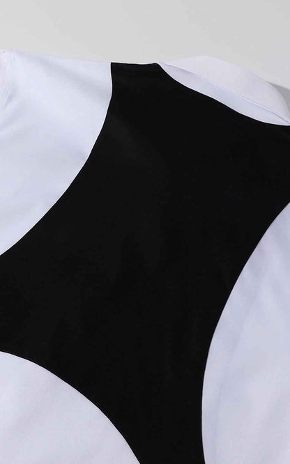 Men's Casual Shirts White Dress Shirt with Black Suspenders