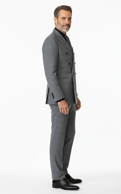 Dark Gray Checkered Custom Tailored Mens Bespoke Suit Set