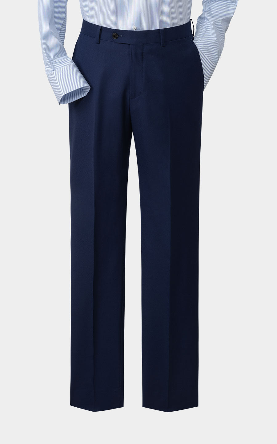 Custom tailored dark blue notch lapel business suit
