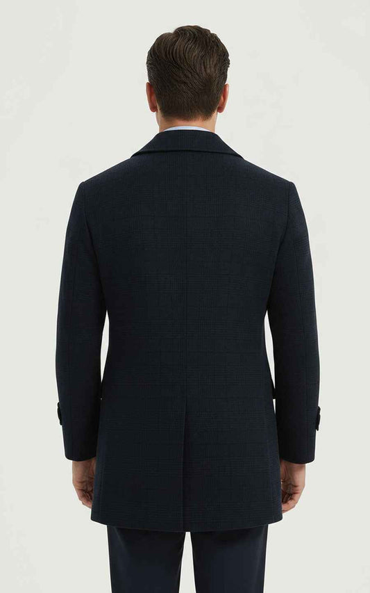 Men's Wool Coat Navy Double-Breasted Classic