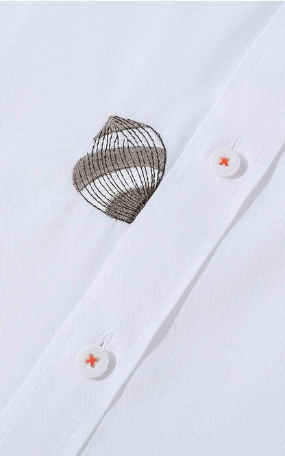 White Shirt with Cute Fox Embroidery - Custom Tailored