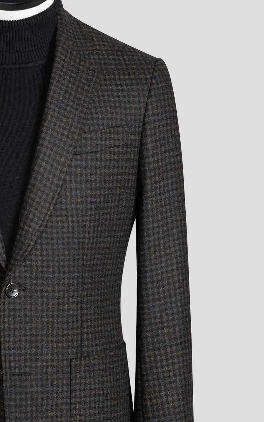 Custom-made men's dark green plaid casual suit coat