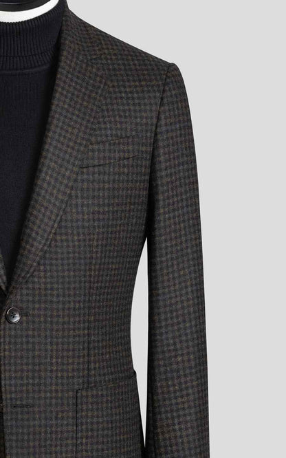 Custom-made men's dark green plaid casual suit coat