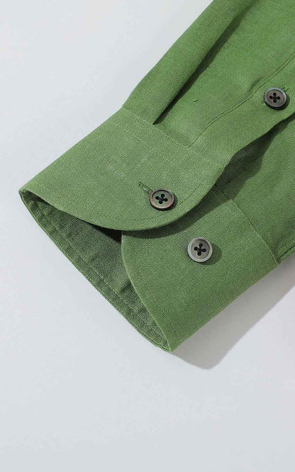 Men's Casual Shirts Forest Green Linen Casual Shirt - Custom Fit