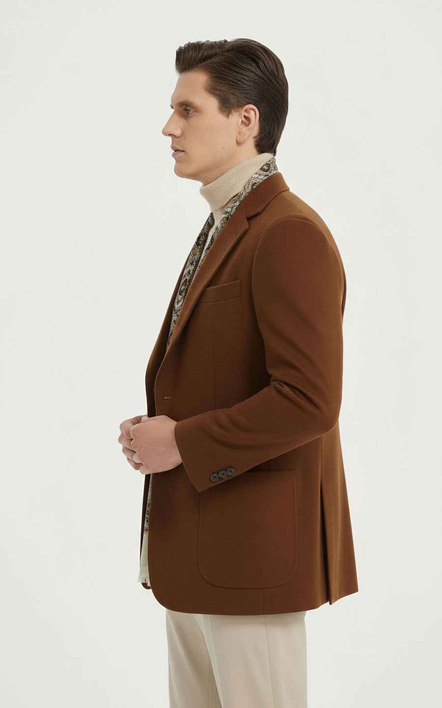 Men's Wool Blazer Classic Brown Tailored Fit