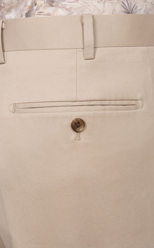 Khaki Twill Suit Pants Detail - Custom Tailored Fabric