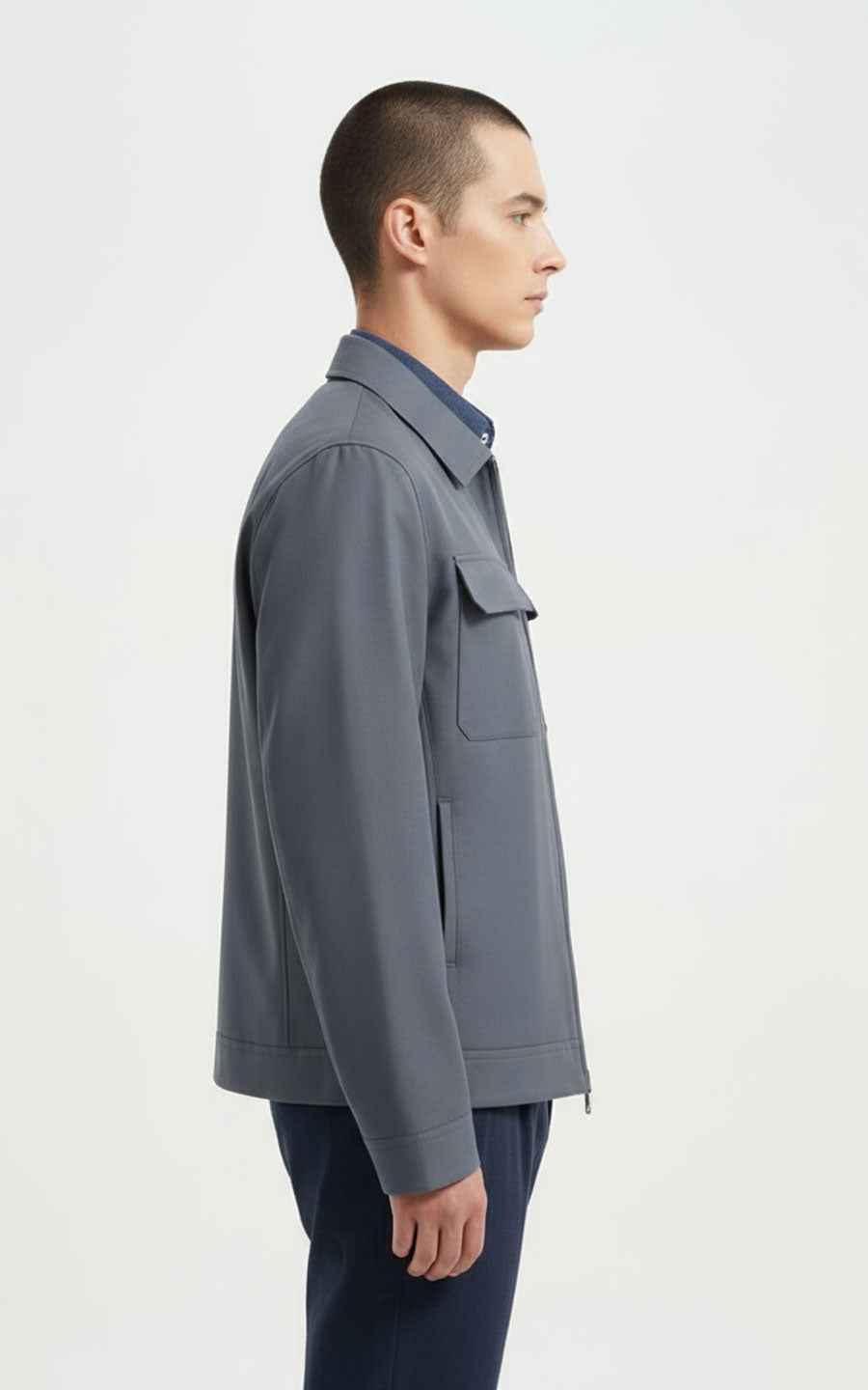 Jacket Men Grey Zip Up Utility Style Casual Wear