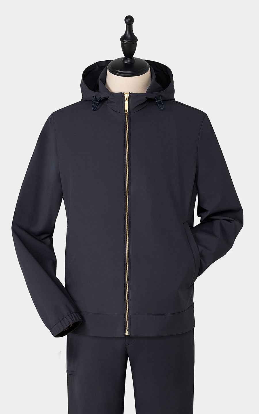 Mens Navy Blue Hooded Jacket Premium Tailored Casual Wear