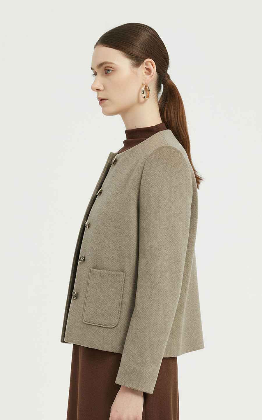 Custom Jackets - Textured Button-Front Stand Collar