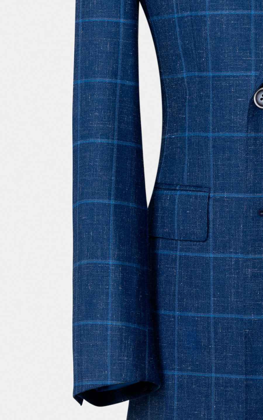 Men's Blue Plaid British Style Tailored Suit