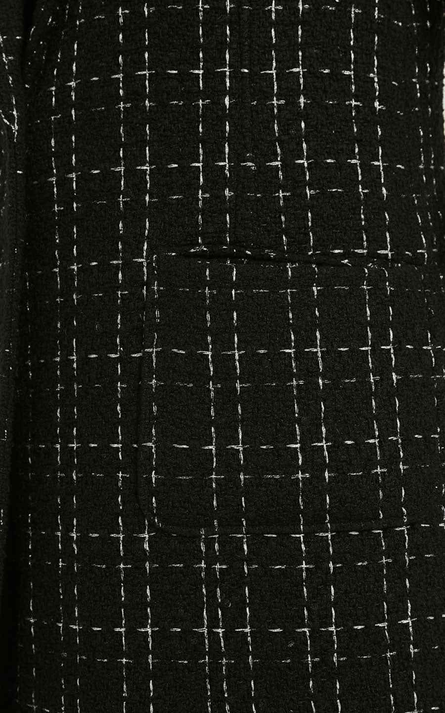 Women's Black Coat - Tweed Pearl Details | Elegant