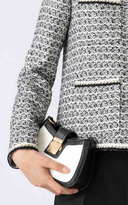 Elegant Tweed Blazer Skirt Set - Professional Business Suit