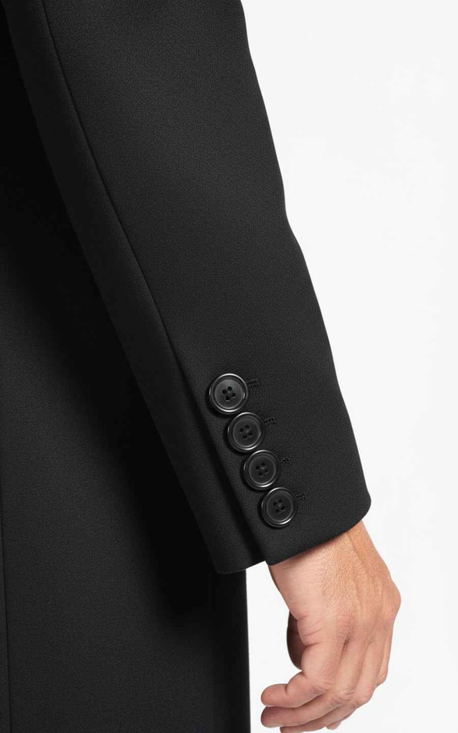 Custom Black Wool Blend Men's Casual Overcoat