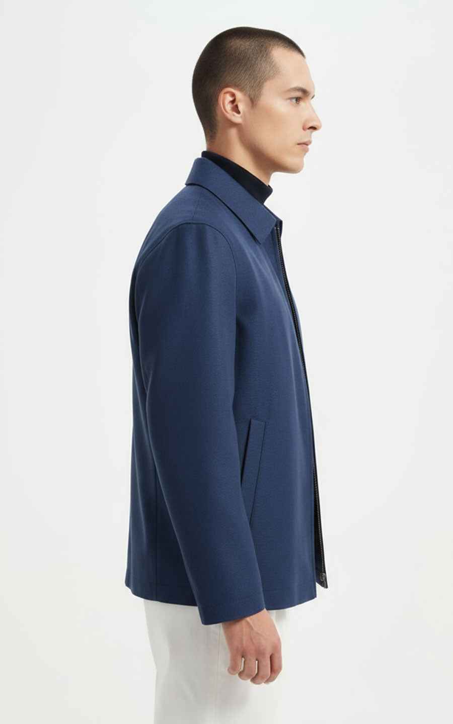 Men's Navy Blue Jacket - Classic Zip-Up Style