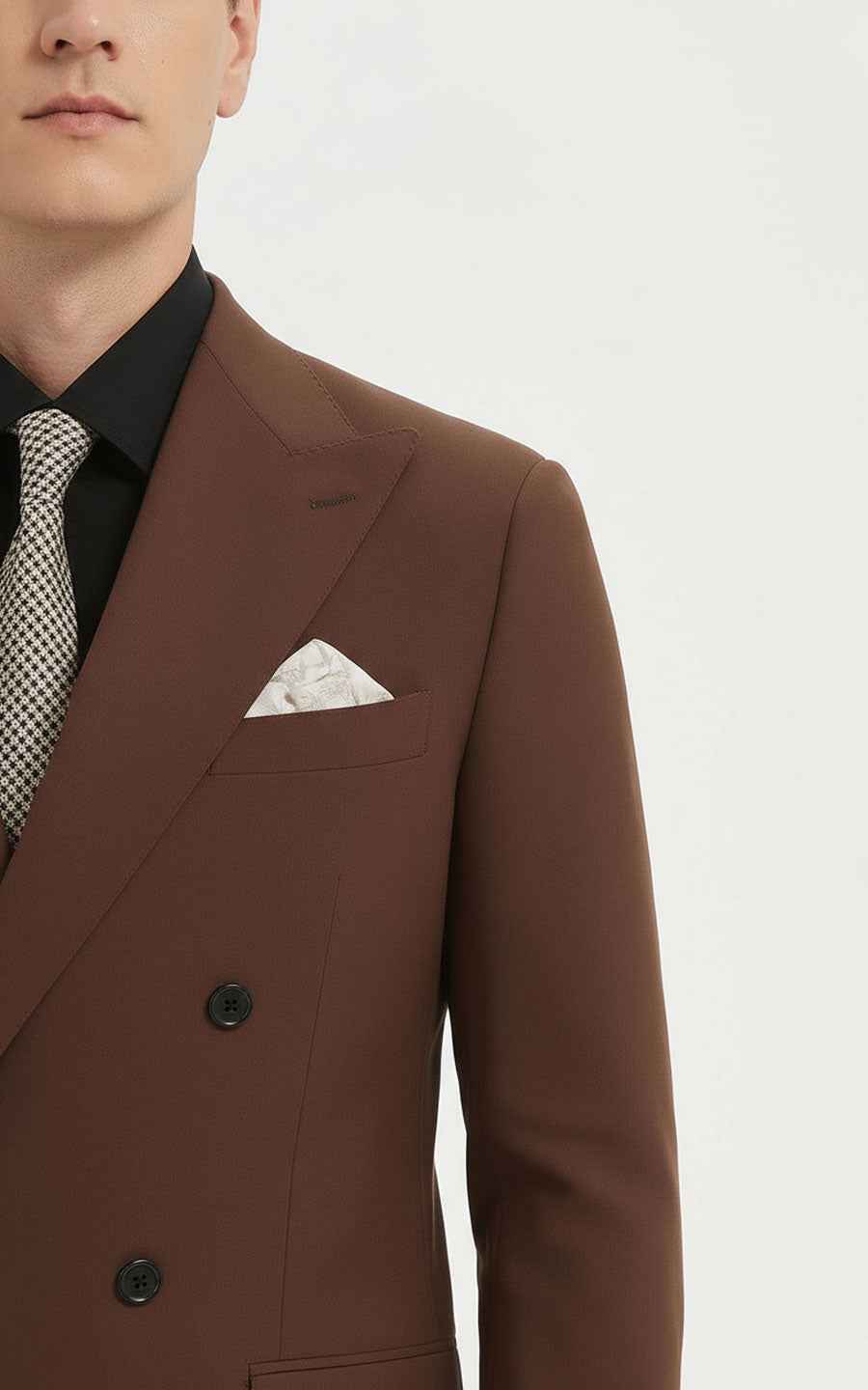 Men's Brown Suit Double-Breasted Classic Fit