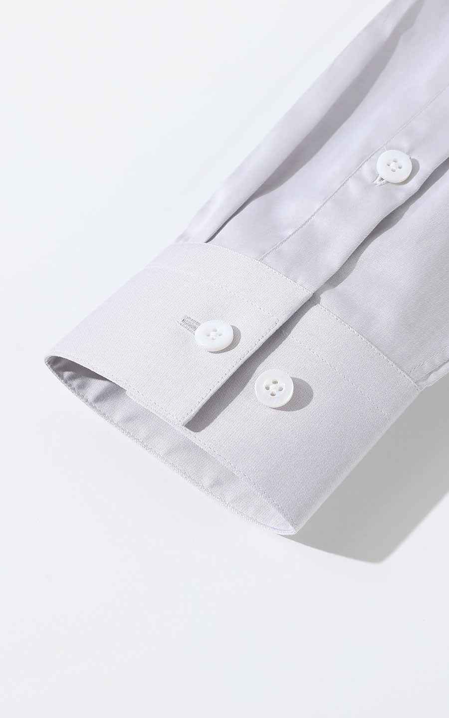 Men's Light Grey Twill Cotton Tailored Shirt - Long Sleeve