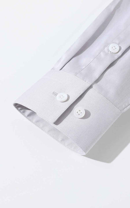 Men's Light Grey Twill Cotton Tailored Shirt - Long Sleeve
