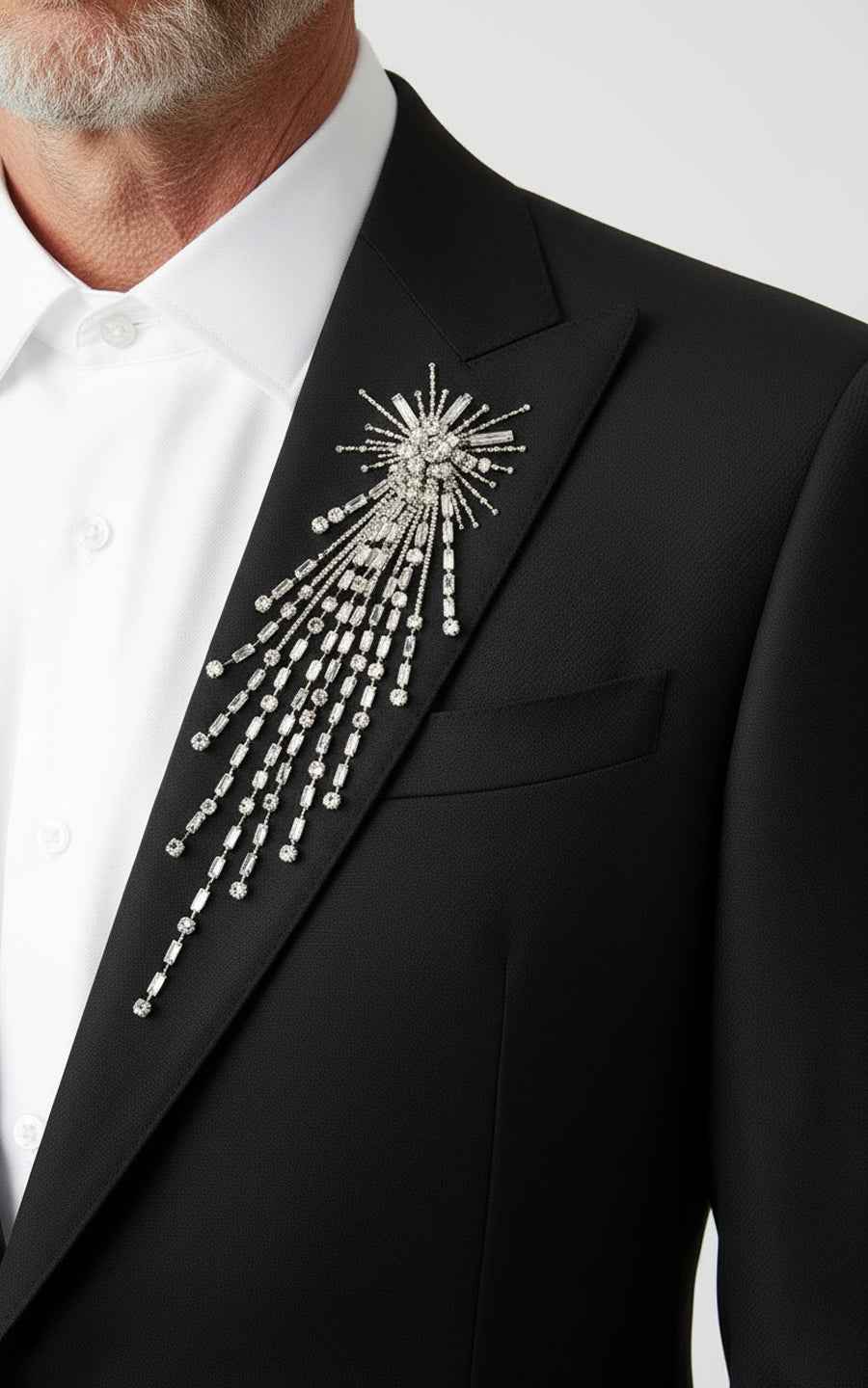 Men's crystal-embellished black evening suit Coat