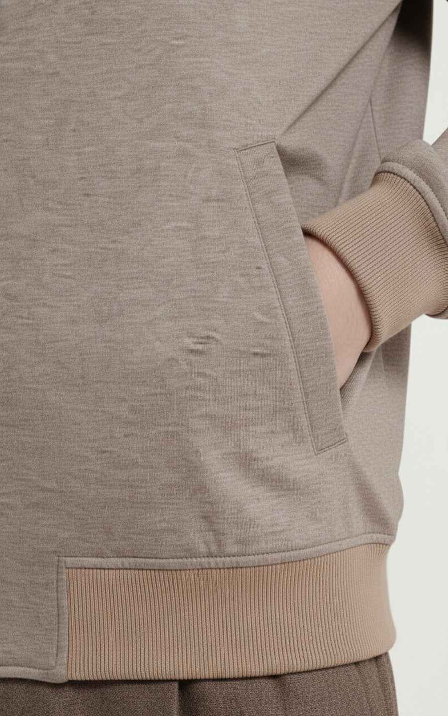 Bespoke Beige Zip Hoodie Men Luxury Athleisure Jacket Coat