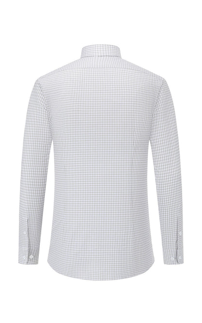 Men's Oxford Shirt Back View - Grey Check WIAI