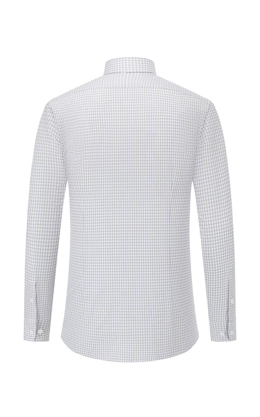 Men's Oxford Shirt Back View - Grey Check WIAI
