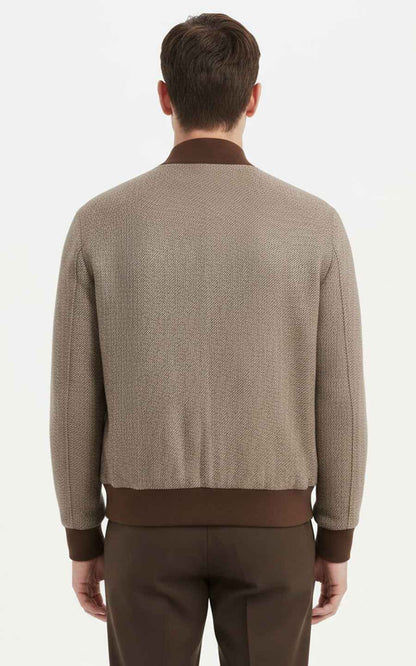 Premium Beige Jacket - Textured Bomber Style