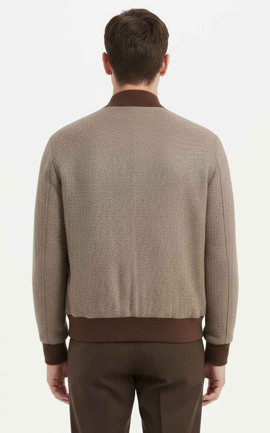 Premium Beige Jacket - Textured Bomber Style