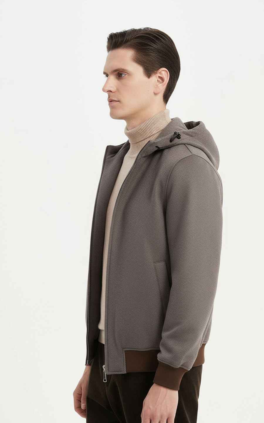 Men's Premium Hooded Bomber Jacket - Gray