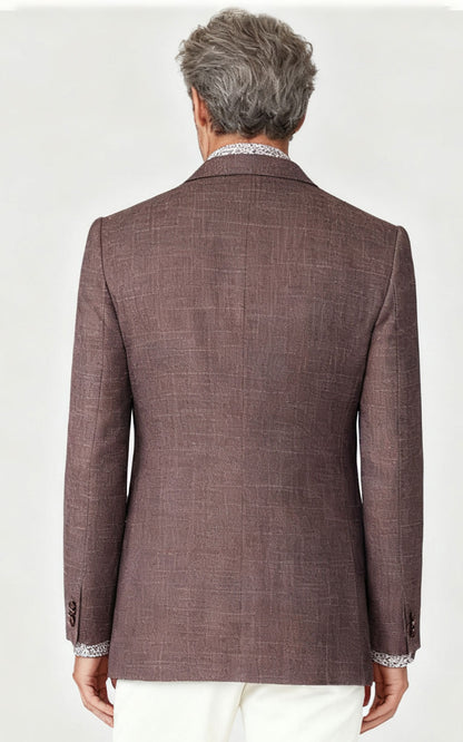 WIAI Brown Plaid Wool Blazer - Custom Men's Suit Jacket
