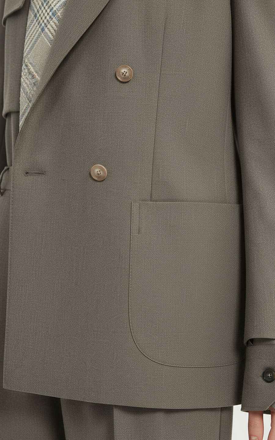 Tailored Blazer Set - Gray & Wide-Leg Trouser