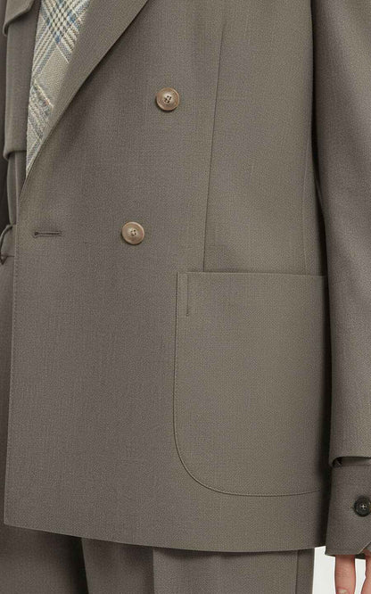 Tailored Blazer Set - Gray & Wide-Leg Trouser