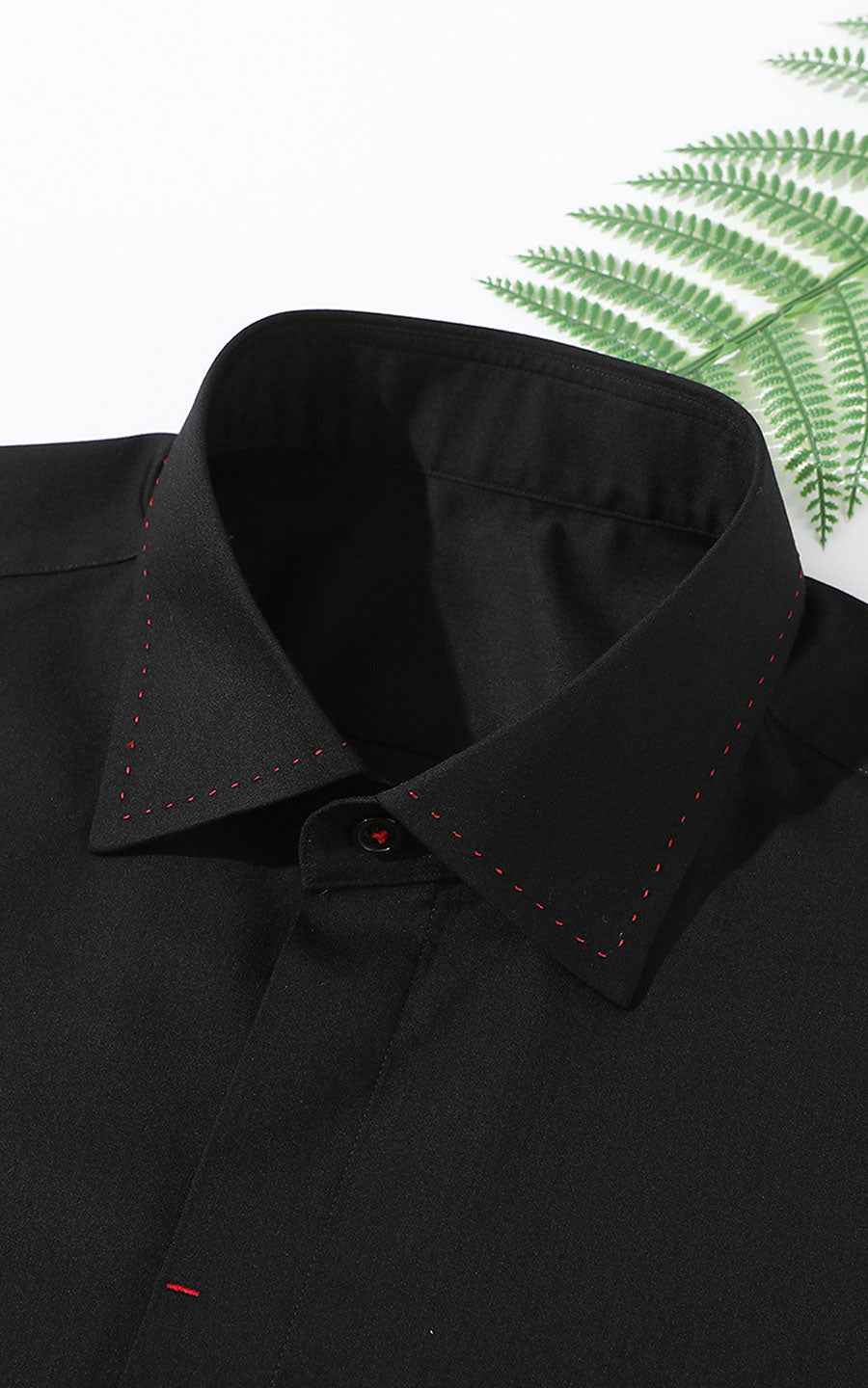 Custom Black Satin Dress Shirt - Tailored Fit Men's Formal