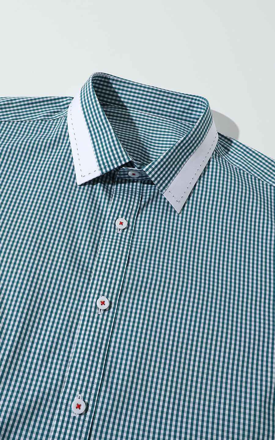 Men's casual shirt custom made Fashion green and white plaid