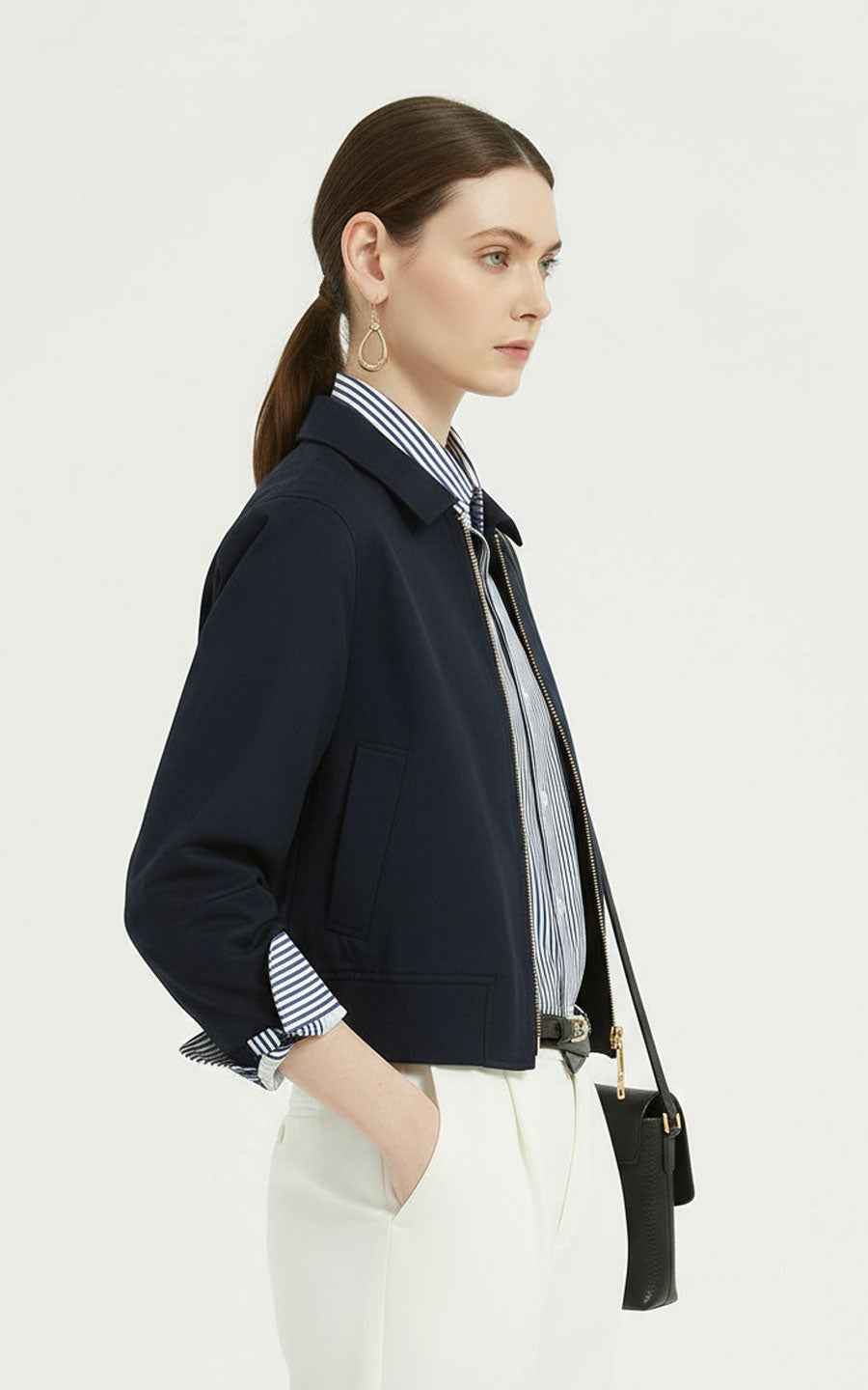 Women's Jackets - Navy Cropped Blazer Professional